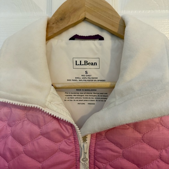 L.L. Bean Vest Women Pink Ombre Poly Blend Full Zip Mock Neck Quilted Small - Picture 2 of 7
